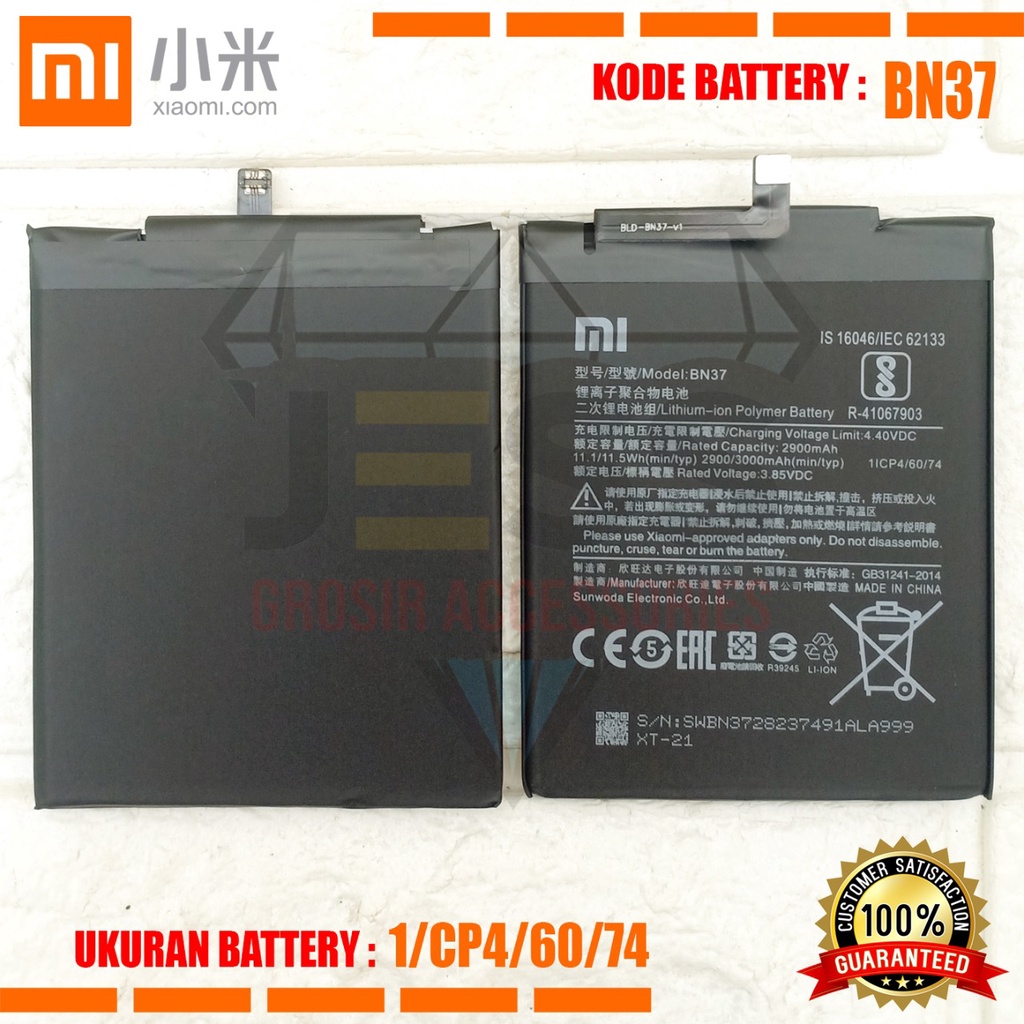 Baterai Battery Original Xiaomi BN37 &amp; BN-37 For Tipe HP Redmi 6 - Redmi 6A - M1804C3DG - M1804C3DI - M1804C3DH - M1804C3CG - M1804C3CE