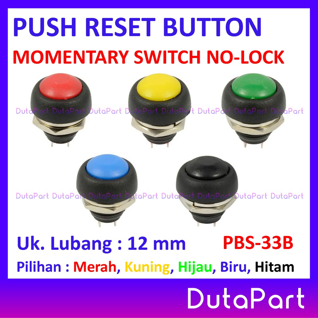 Waterproof Push Reset Button Momentary Reset Switch Saklar PBS-33B