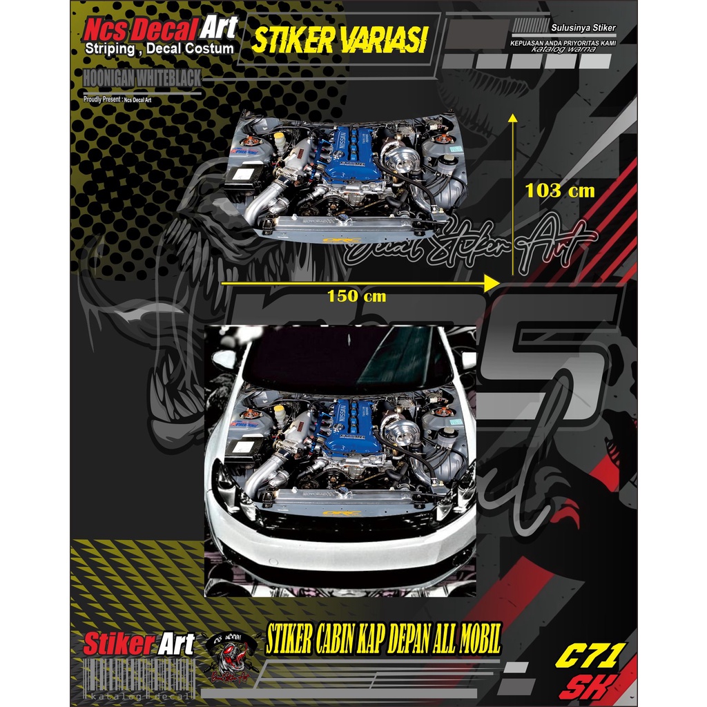 stiker decal cap mobil stiker kap depan mobil sticker bemper mobil stiker kap depan mesin all mobil 