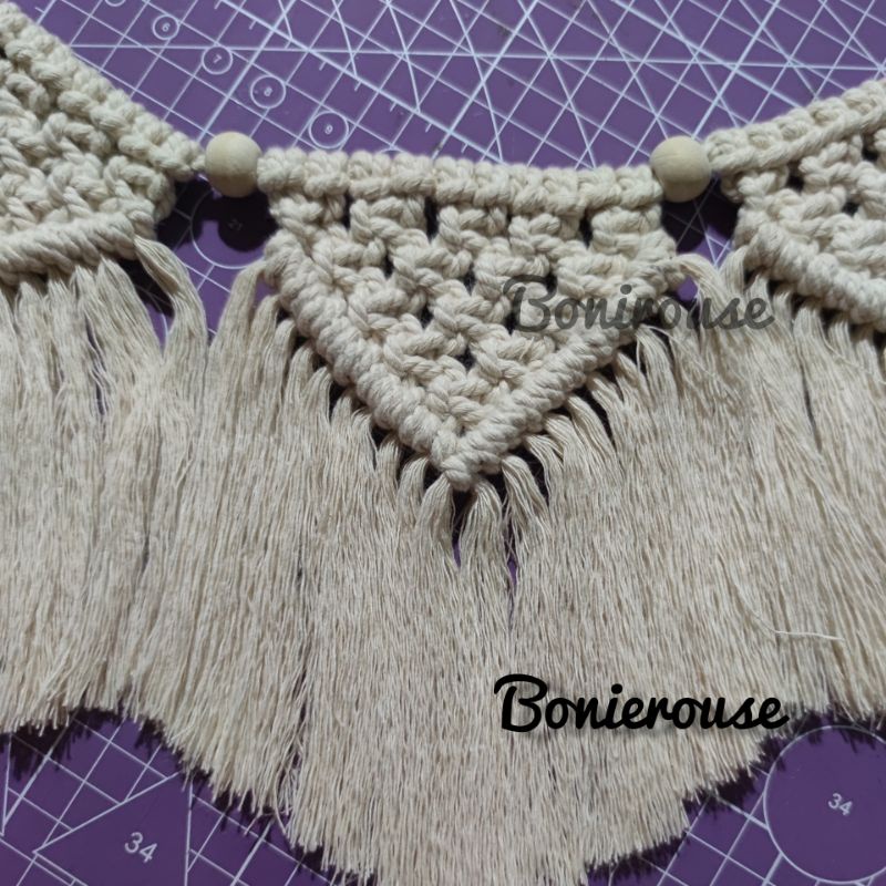 macrame juntai/ macrame garland/ bunting hiasan dinding aesthetic pesta wall hanging decor