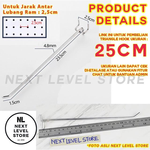 Triangle Hook Ram Tripod 25 CM Display Besi Stainless TEBAL 4.8mm 5mm