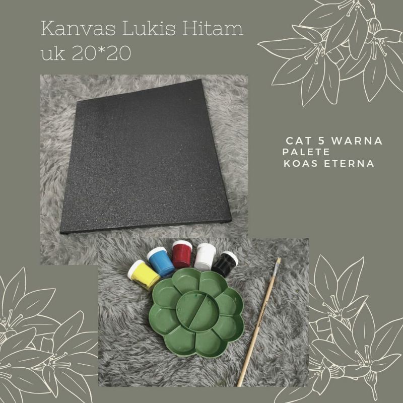 

Paket lukis kanvas hitam ukuran 20x20cm