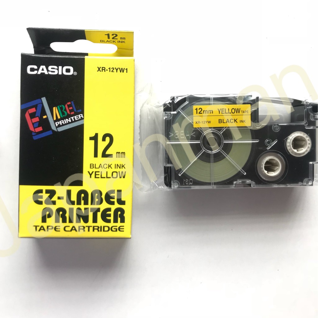 

Casio 12 mm EZ Label Printer Tape Cartridge Black Ink Yellow XR-12YW1