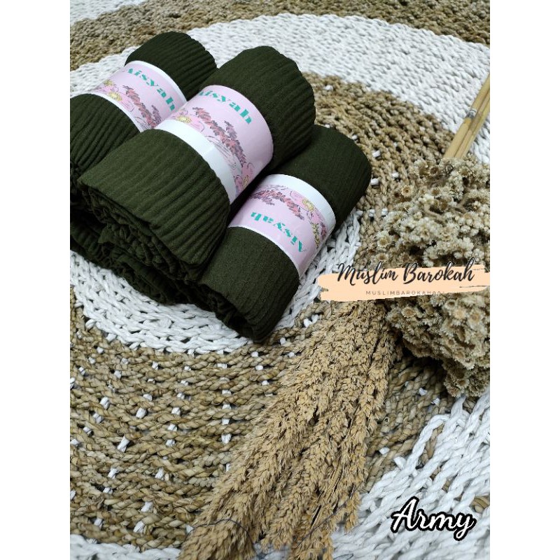 PASHMINA PLISKIT PLISKET PLEATED CERUTY BABYDOLL PREMIUM/ PASHMINA PLISKET LIDI CABANG/PLEATED SHAWL-Army