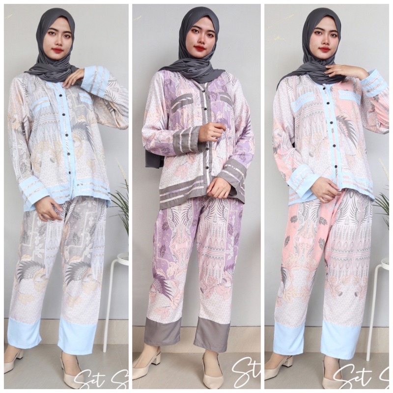 IZANY One Set Duchsess / Piyama Set PP Kemeja Panjang Stevani Rayon