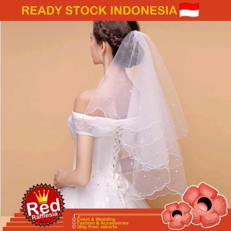 READY STOCK Veil Pengantin Layer Mutiara