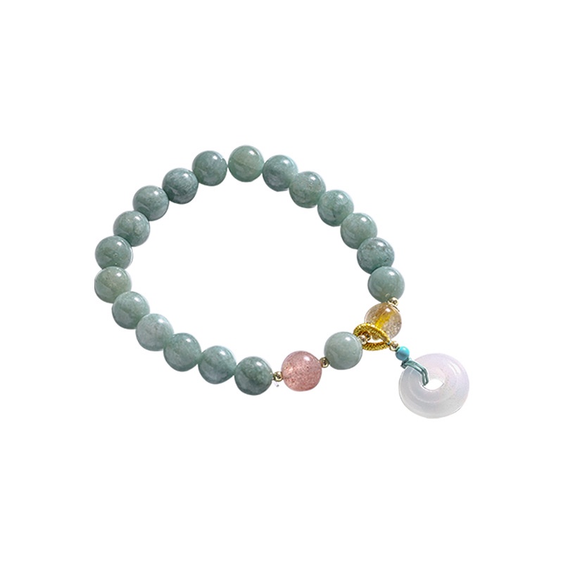 Gelang Tangan Manik-Manik Batu Jade Bulat Ala Cina Mewah Untuk Wanita