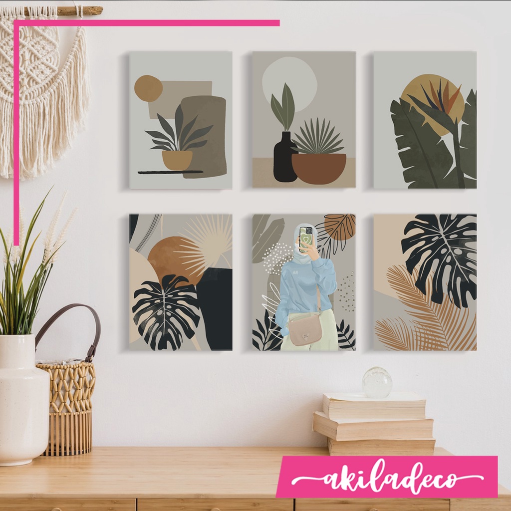 Hiasan Dinding Abstrak Aesthetic Ruangan Lukisan Dinding Cafe Toko Minimalis