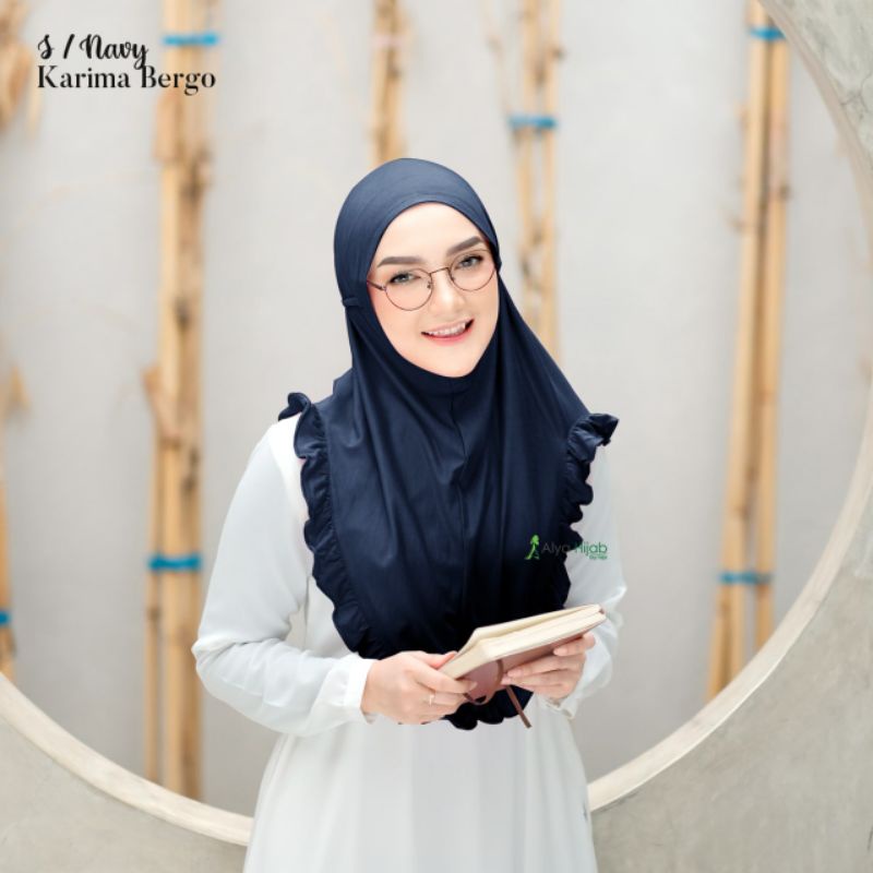 Alya hijab by naja Karima bergo instan premium kekinian terlaris-Navy