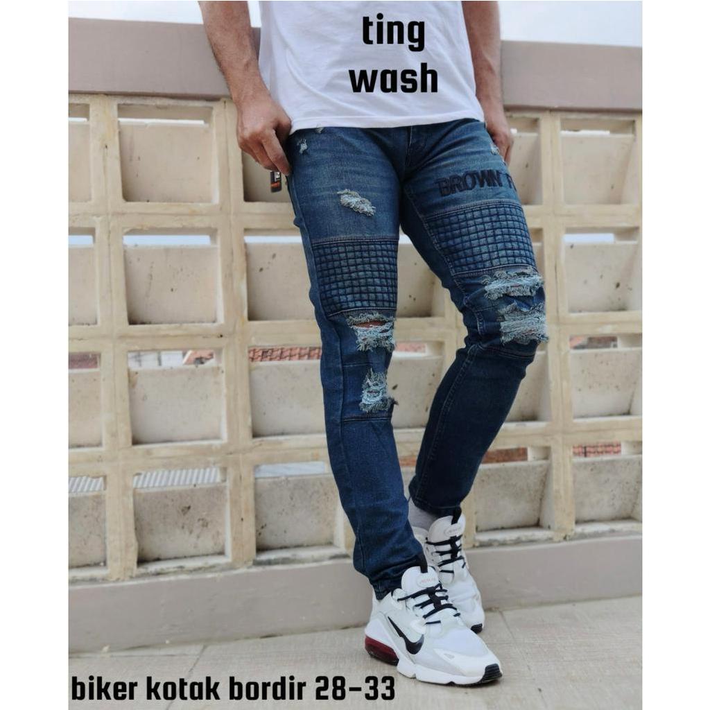 GEVAR  Celana Jeans Bikers Sobek Premium Pria