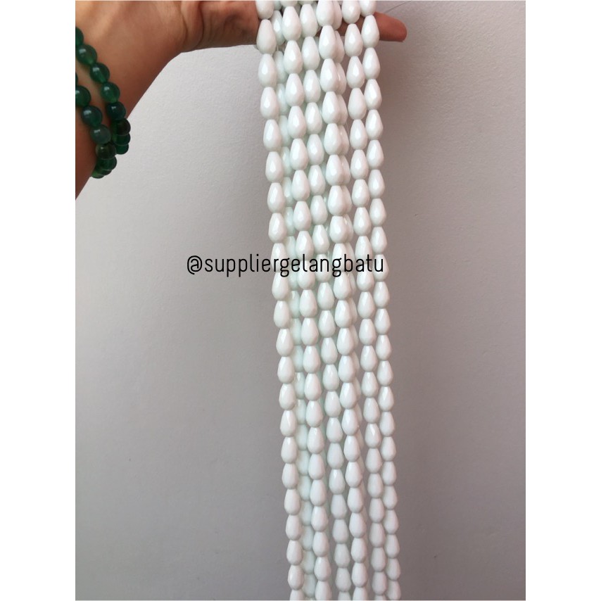 kristal Tetes ceko 15mm x 10mm WHITE DOFF aksesoris putih susu findyka aksesoris craft pria wanita