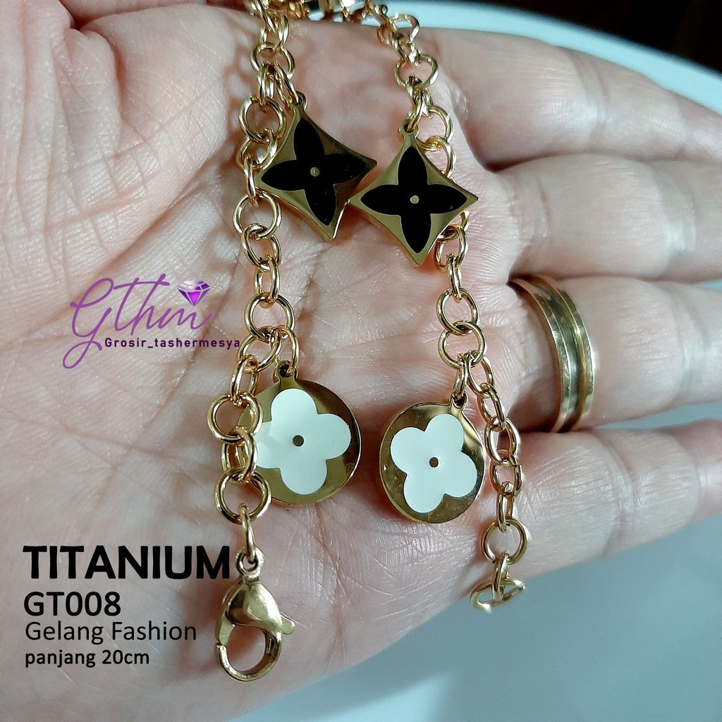 Gthm Gelang tangan wanita titanium anti karat bagus seperti emas asli GT008 premium quality