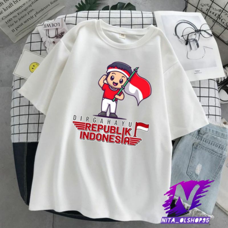 kaos anak dirgahayu Indonesia baju anak 17san animasi 17 agustusan