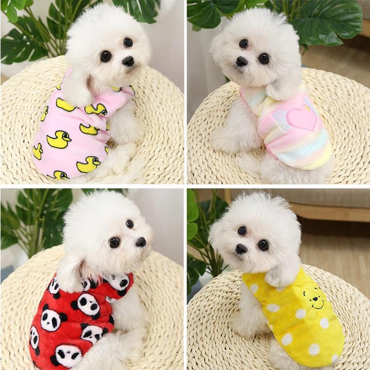 ★〓YUFeiPet〓★ Pet Vest Cat and Dog Flannel Warm Autumn and Winter Small Cartoon Animal Clothing