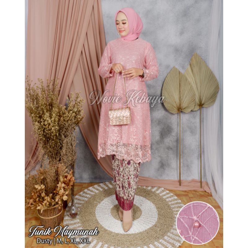 (COD) KIRANAOL - SETELAN KEBAYA MODERN - SET KEBAYA TUNIK TILLE MODERN - BAJU KEBAYA MODERN - KEBAYA WISUDA - ATASAN KEBAYA BRUKAT - BAJU KEBAYA BRUKAT - KEBAYA BROKAT - KEBAYA TILLE - KEBAYA WISUDA - TUNIK TILLE - KEBAYA TUNIK-KEBAYA MODERN BY KIRANAOL-Dusty Pink