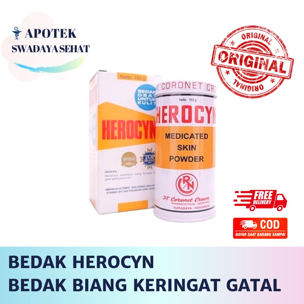 BEDAK HEROCYN 150 GR - Bedak Biang Keringat Gatal Kulit 85 GR 50 Gram