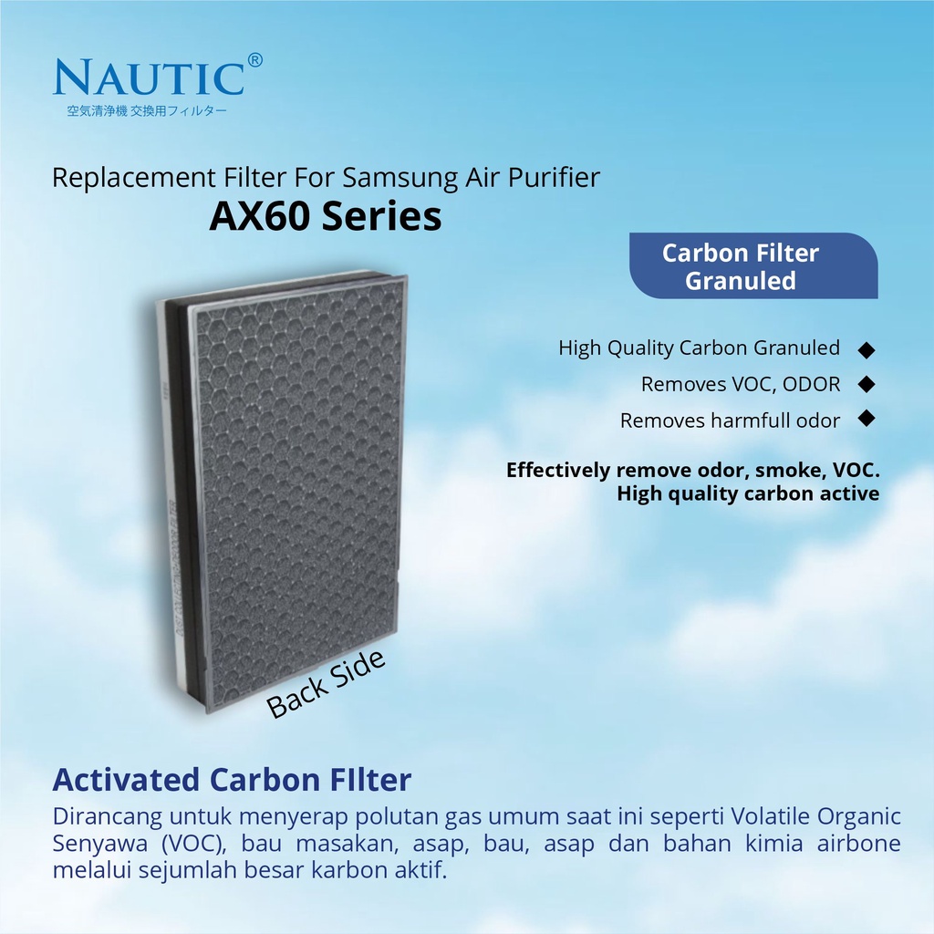 HEPA Filter untuk Air Purifier Samsung AX60 / AX60R5080WD AX5000 HEPA+Carbon