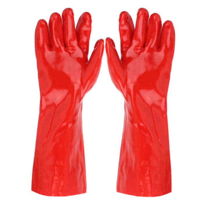 Khrsma JKT - Sarung Tangan PVC 14 inch Merah Untuk Kimia Alat Keselamatan Kerja K3 KLP