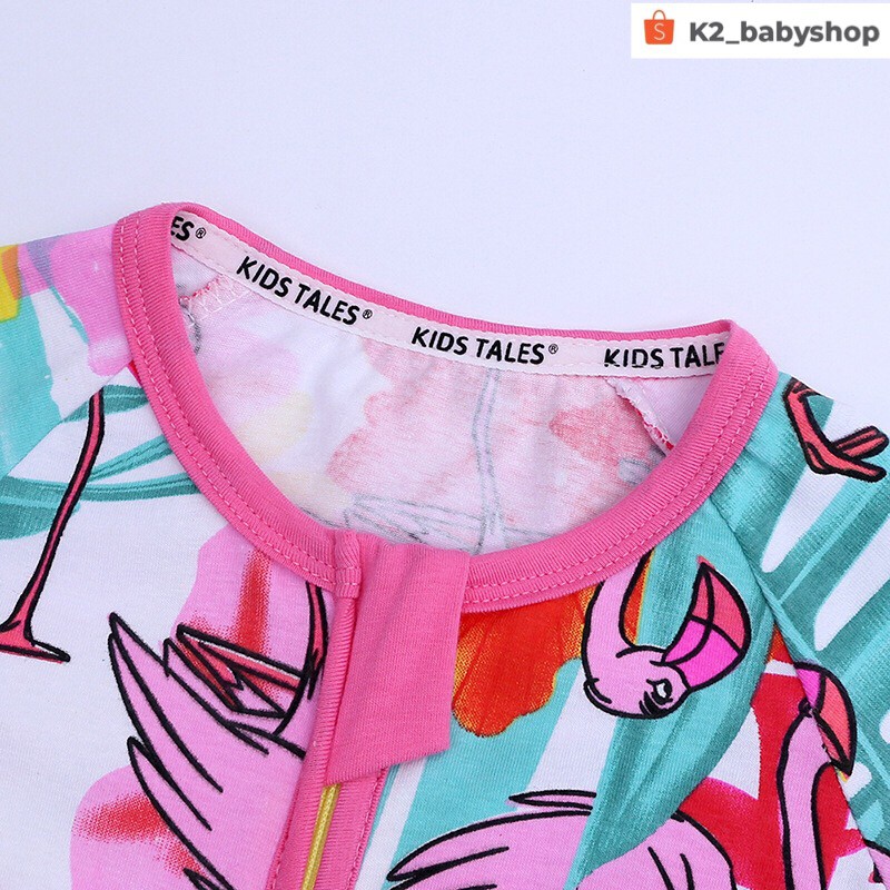 BABY K2 - BABY SHORT SLEEVE ZIPPYSUIT MOTIF FLAMINGO KODE 00006