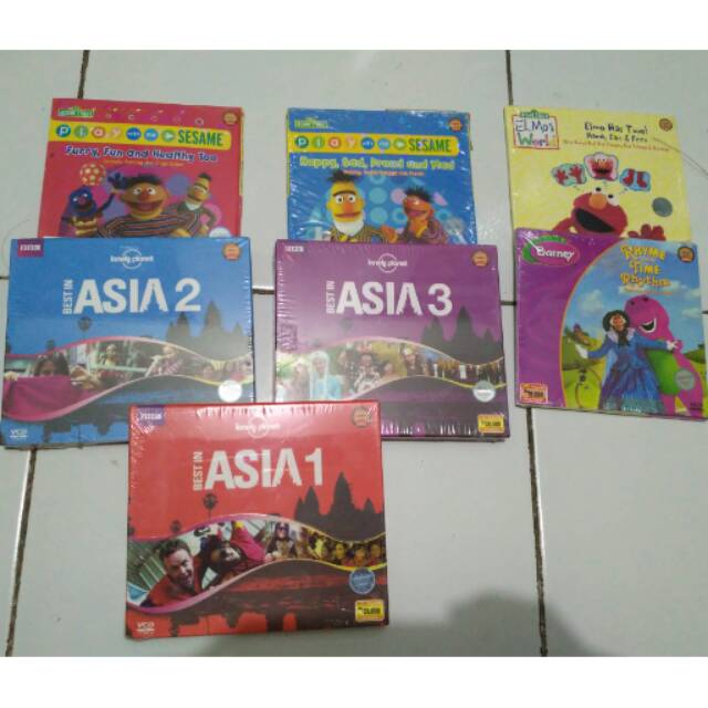 Vcd edukatif barney, elmo ( sesame street), lonely planet seri asia 1-3