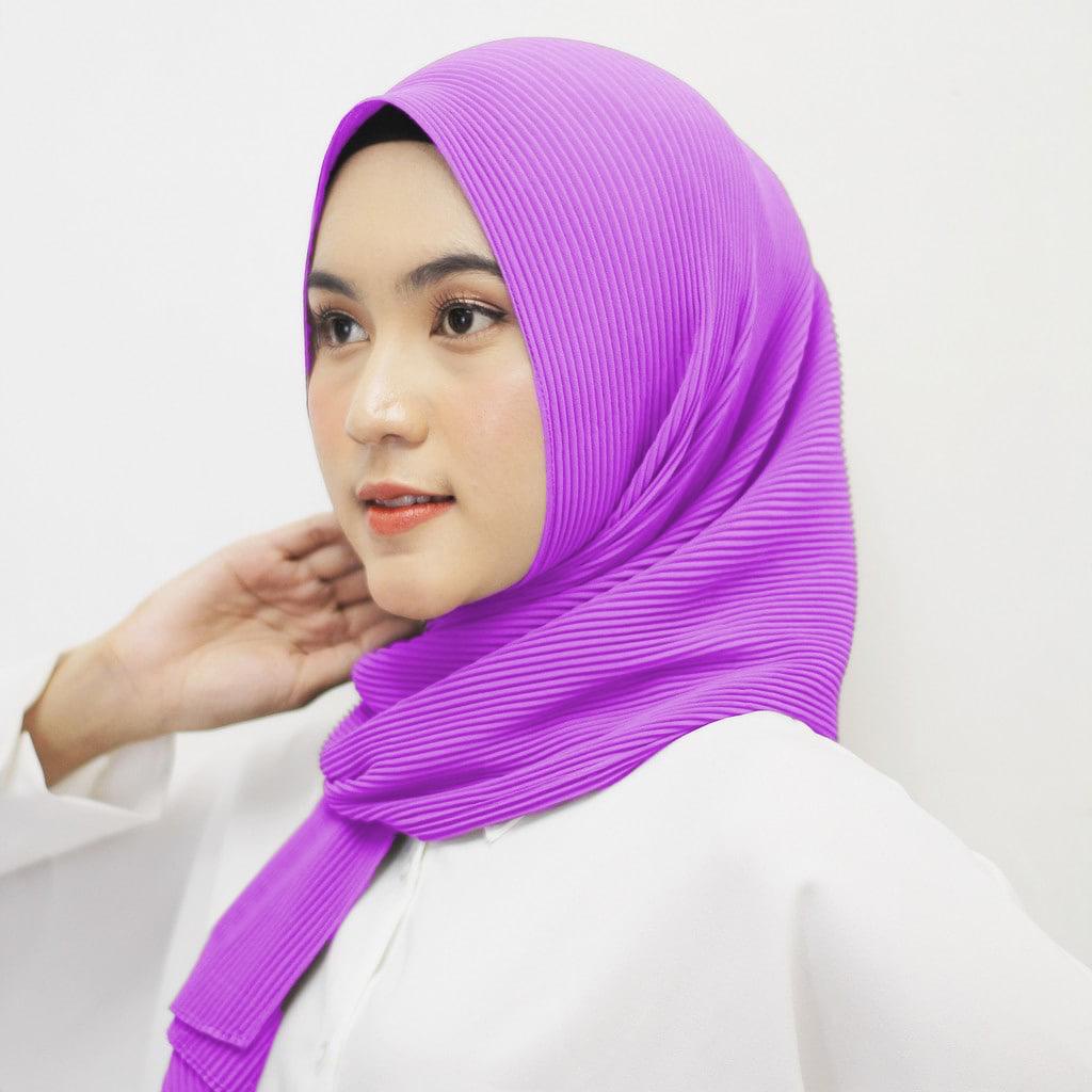 PREMIUM pashmina plisket full (tanpa lipatan tengah) hijab havana muslimah-HAVANA - LAVENDER