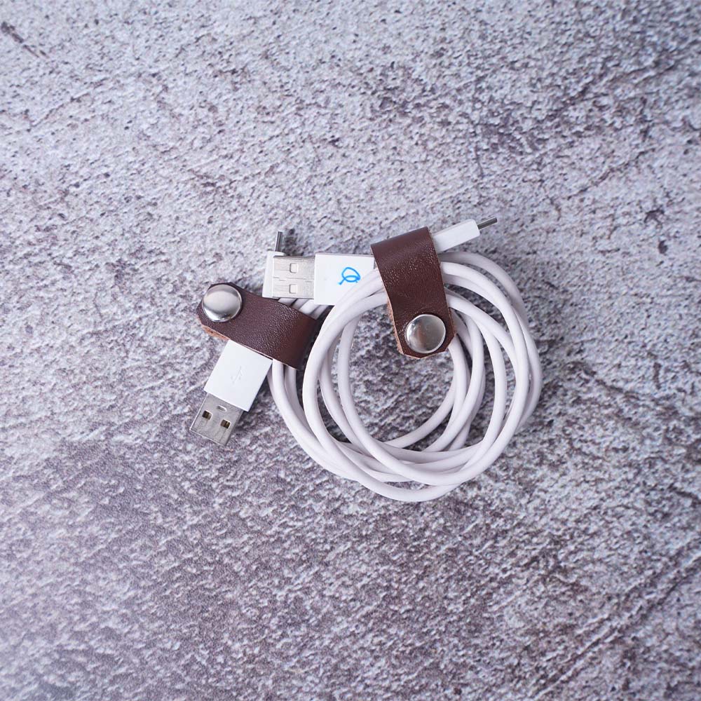 pengikat kabel full kulit asli leather cable clips klip kabel