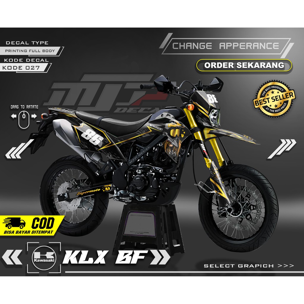 Decal Sticker Trail KLX 150 BF Fullbody - Dekal Stiker KLX BF / G / Extreme Desain Supermoto Cantik