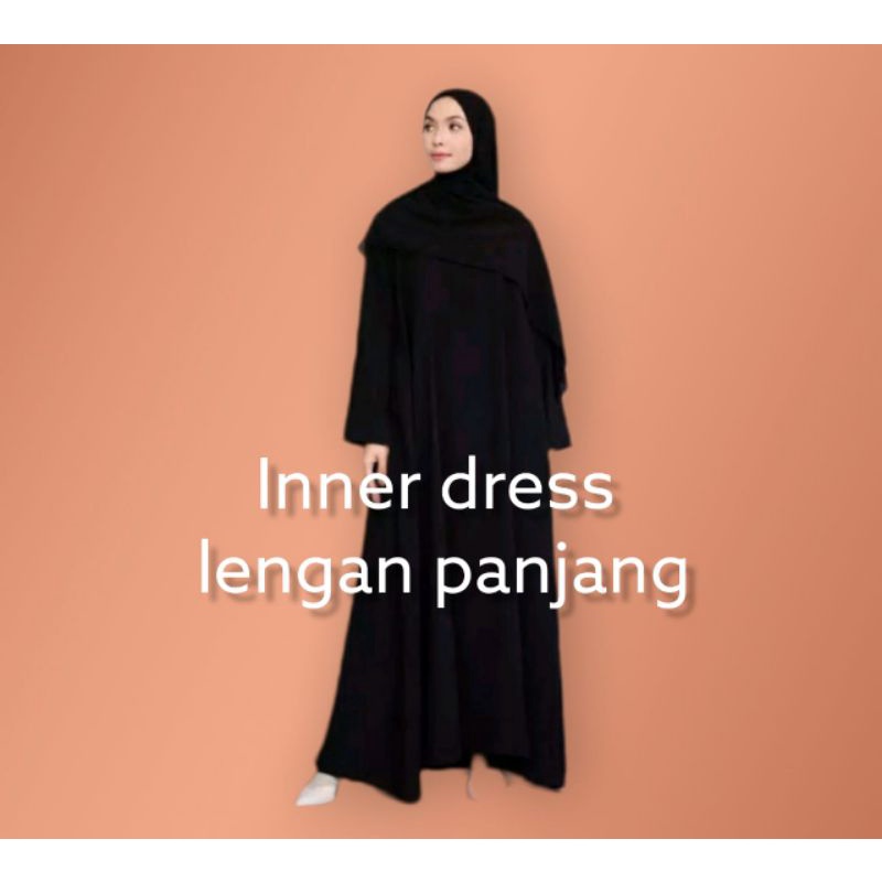 inner dress / gamis polos wolfis premium / inner dress resleting depan by fyssca outfit