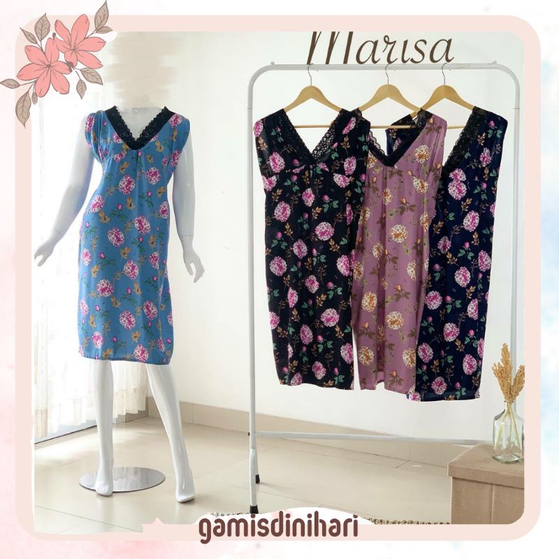 Daster seksi Katun Jumbo fifi marisa Baju tidur wanita sexy pendek motif bunga Renda karet mini