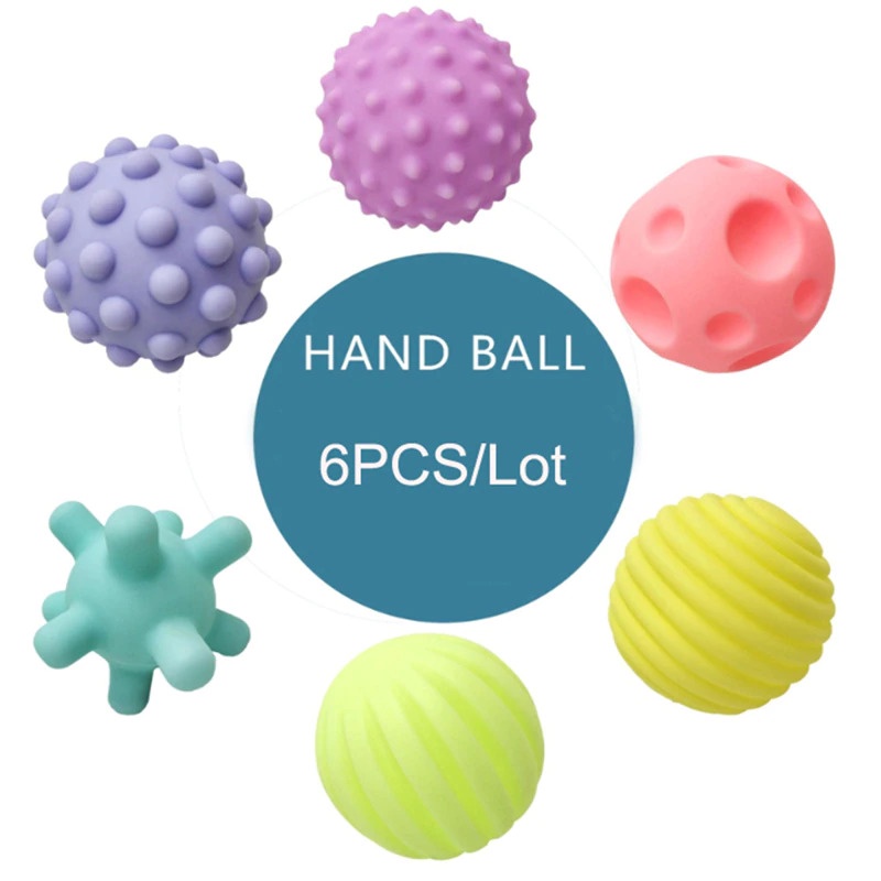 6pcs Bola Sensori SENSORY BALL Bunyi Tekstur Melatih Motorik Halus dan Mengenalkan Tekstur Set Isi 6 MAINAN BOLA KARET ANAK - Training Ball Children Multicolor Bunyi Cit cit Sensori Integrasi Melatih Motorik Halus Tekstur Bidang Tumbuh Kembang Otak