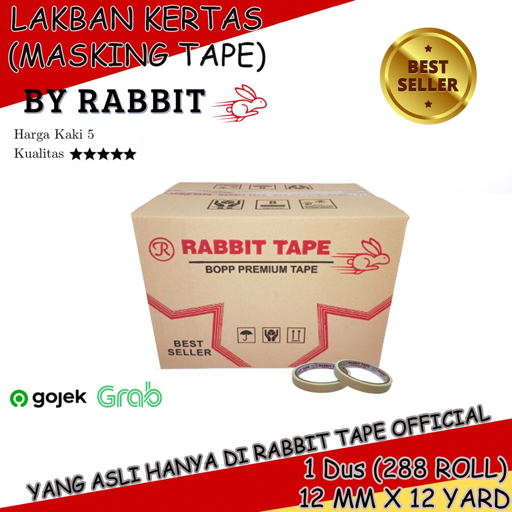 

Lakban Kertas RABBIT TAPE 1 inch x 12 Yard [KHUSUS GOJEK] Masking Tape 24mm x 12 Yard