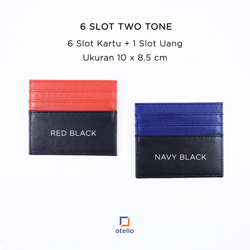 Card Holder Two Tone | 6 Slot | Saffiano