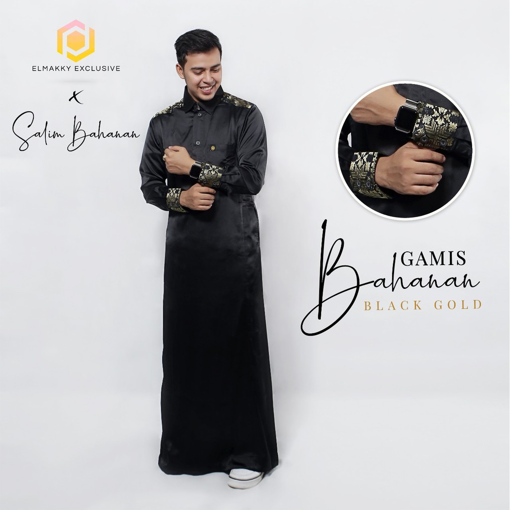 [READY] GAMIS BAHANAN BLACK GOLD BLACK RED BY ELMAKKY/HABIBIE EXCLUSIVE | GAMIS JUBAH PRIA MODERN