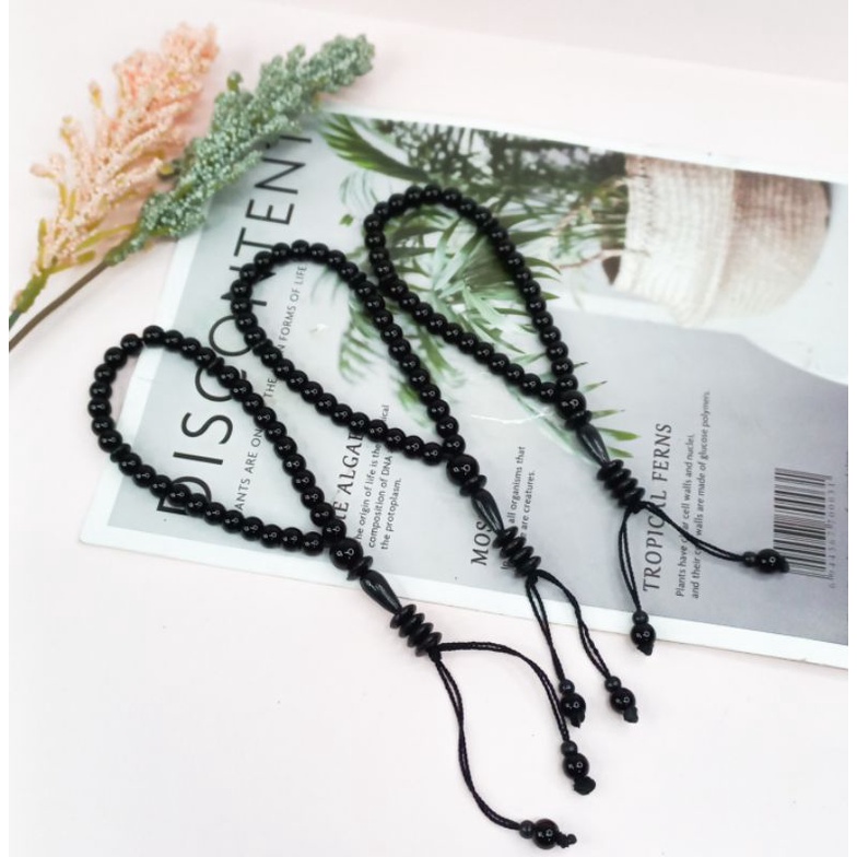 gelang Tasbih Mote Black Jade Isi 1pcs Tasbih 66mm 33butir