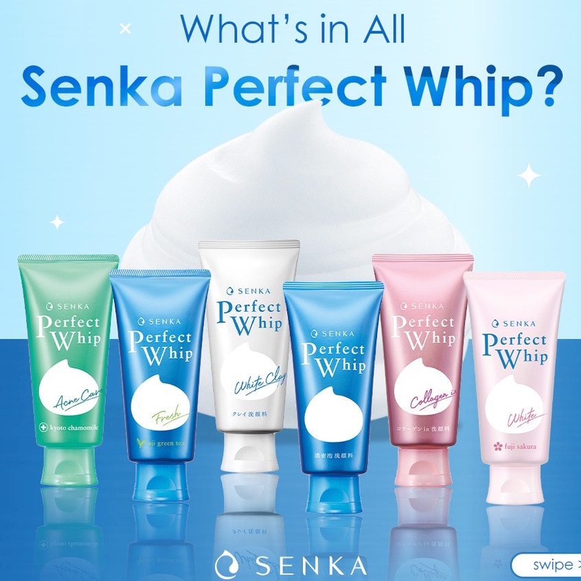 ⭐BAGUS⭐ SENKA FACIAL FOAM | Perfect Whip Biru / Clay / Collagen / Acne / Vibrant 50 / 100 / 120 gr