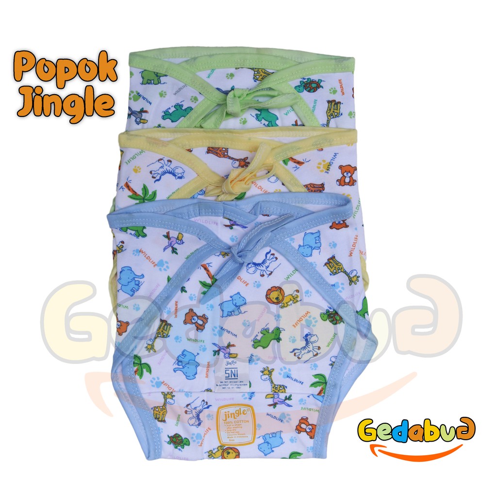 6pcs - Popok Jingle Print Putih Tali Ikat | Perlengkapan Pakaian Bayi New Born