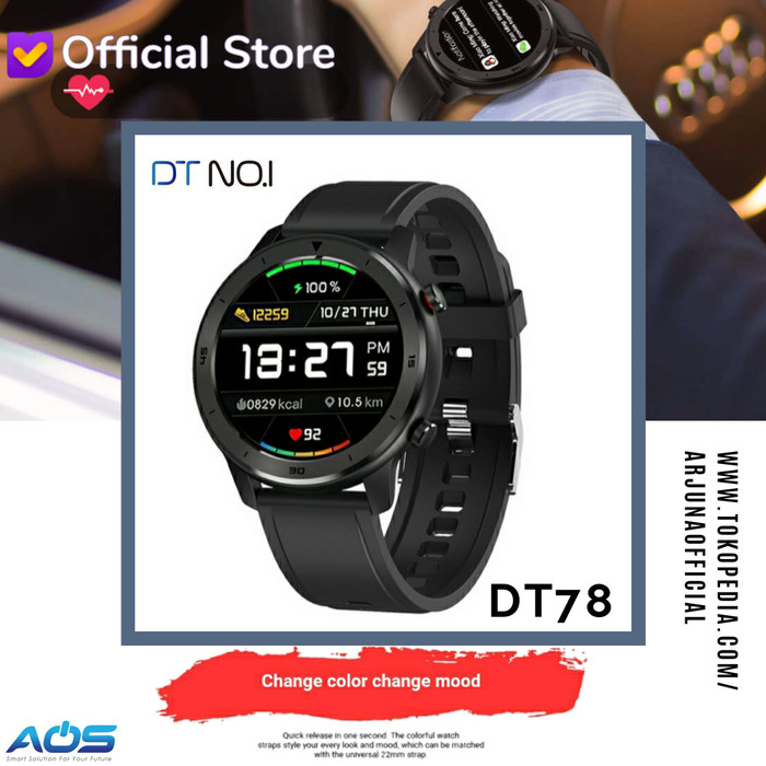 Smartwatch DT NO.1 DT78 Heart Rate Monitor - Black Silver