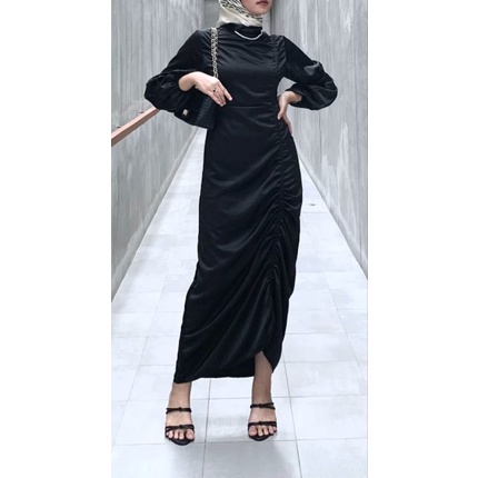 andini dress (READY STOK) silk dress pemium velvet satin dress gaun bridesmaids dress serut silk simple kekinian maxmara dress lamaran dress kondangan dress jumbo bigsize upsize darla dress derla satin dress