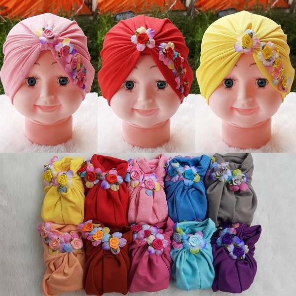 Turban bayi perempuan motif bunga samping // Turban bayi lucu dan cantik // Turban bayi perempuan te