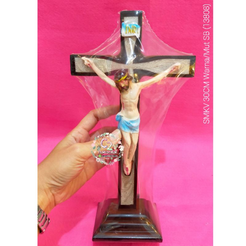 Salib Duduk SMKV 30cm Warna/Mut SB - Salib Duduk - Salib Meja