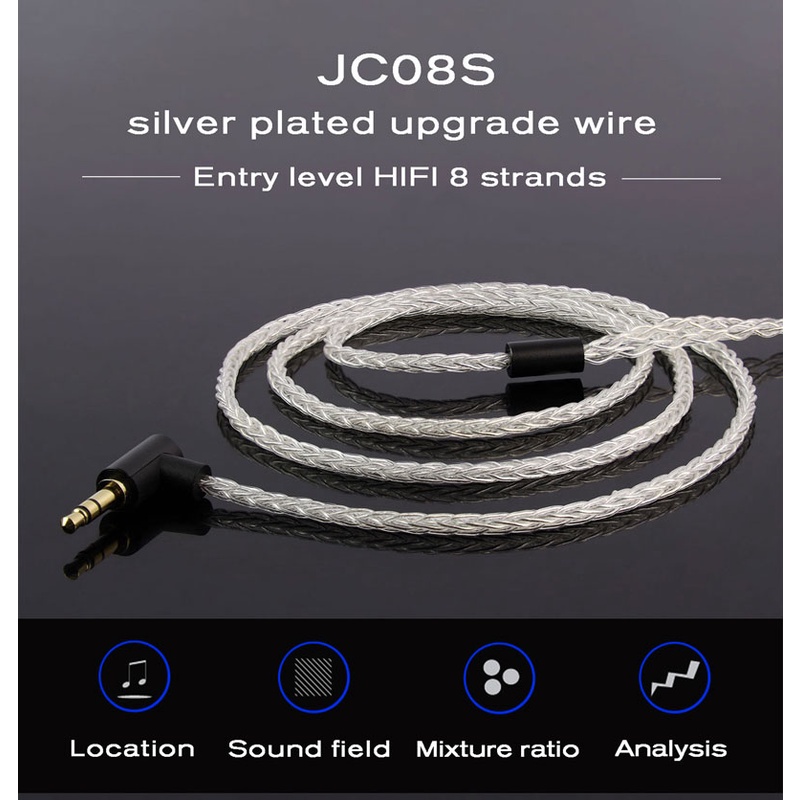 Jcally 8 Core Jc08s Kabel Upgrade dengan Mic for Kabel KZ ZSN PRO ZS3 EDX ZSN PRO X KABEL ZSN KABEL ZST ZS5 ZSA ZS6 ZS10 PRO ZSX BLON BL03 ED12 zs6 zs5 zst zst pro trn mt1