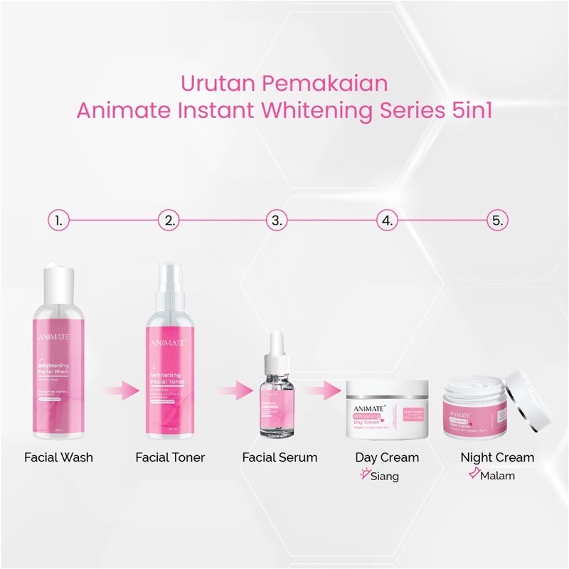 Animate Instant Whitening Series 5in1 Paket Perawatan Wajah