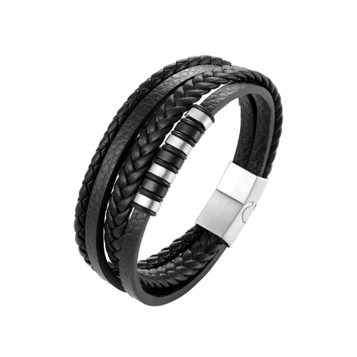 Panas Kulit Gelang Pria Stainless Steel Kulit Anyaman Gelang Multilayer Kulit Pria Klasik Fashion Perhiasan Aksesoris Hadiah gelang