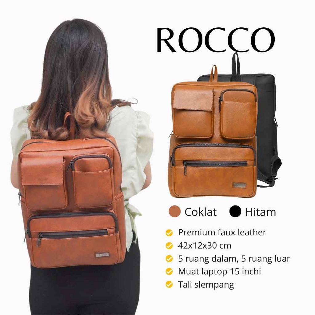 ROCCO Bag by Manjua. Tas Ransel, Tas Kerja Wanita, Muat LAPTOP 15 inch. Muat Banyak Barang. Tas Ukuran Besar. Melindungi Laptop Dari Benturan dan Gesekan