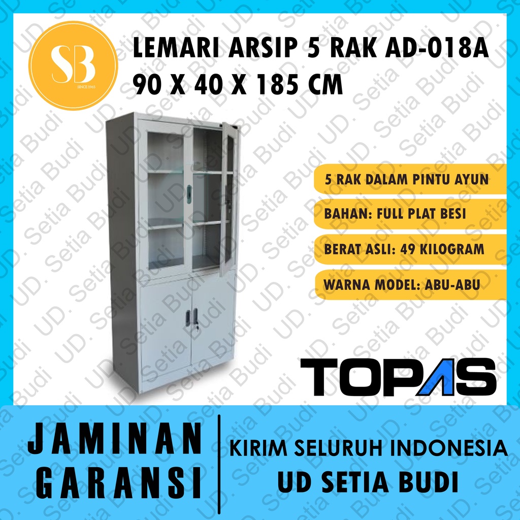 Filling Cabinet Lemari Arsip Kaca 5 Rak Pintu Ayun TOPAS AD 018A