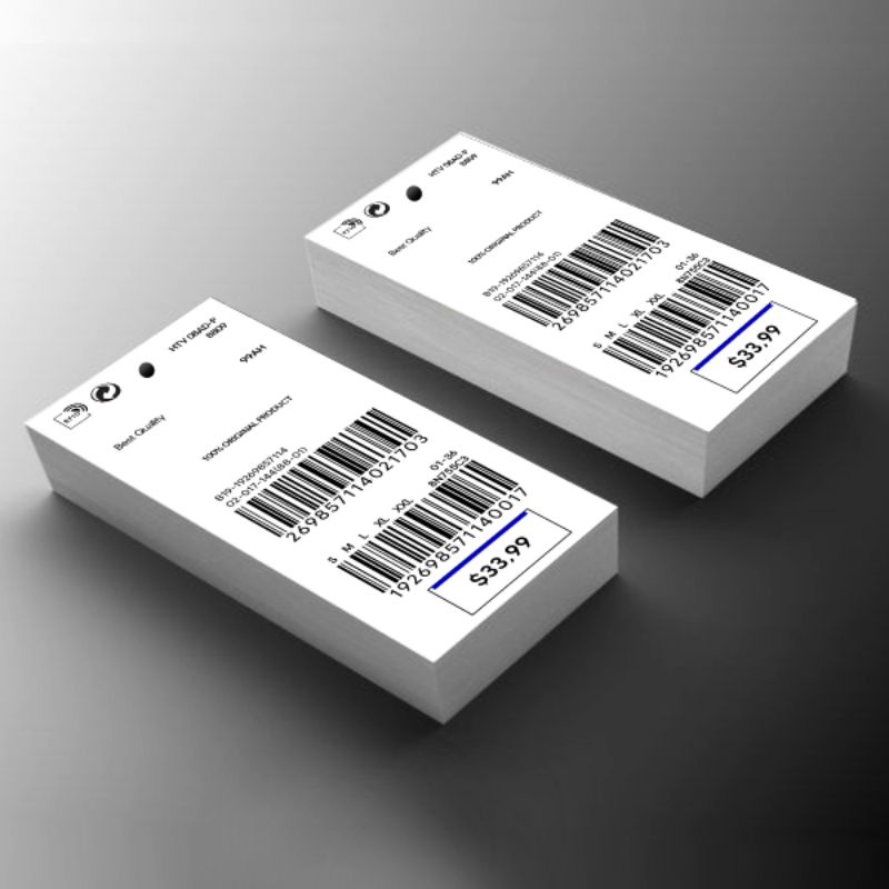 

hangtag label baju 3x7 bonus tali gantungan label 2 barcode ready stok