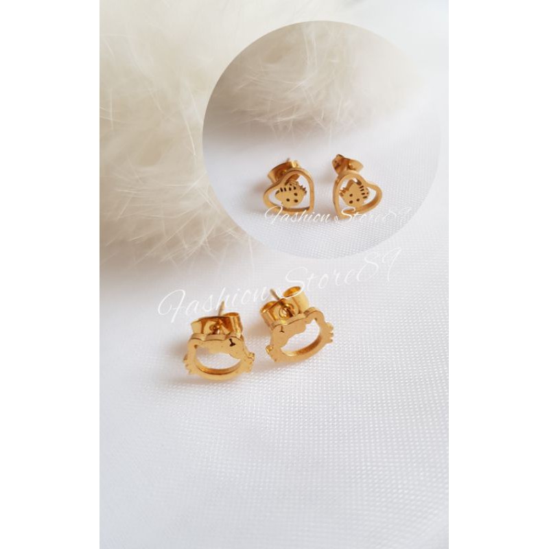 Anting tusuk kitty / anting tusuk titanium gold / anting anak / anting dewasa /anting titanium