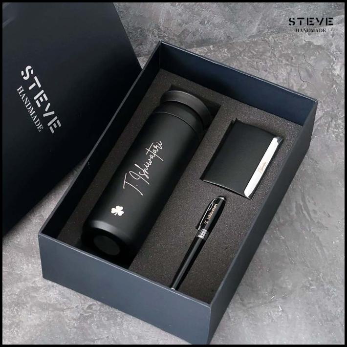 

Gift Set Tumbler Name Card Holder Pen Steve Handmade
