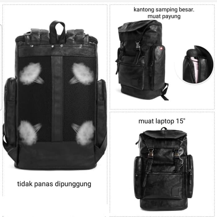 Z88V2 Ransel Kulit Pria (Black) Deadsquad X Kalibre - Snakegoat IX536  Laptop 15 Inch /Cowok Sekolah