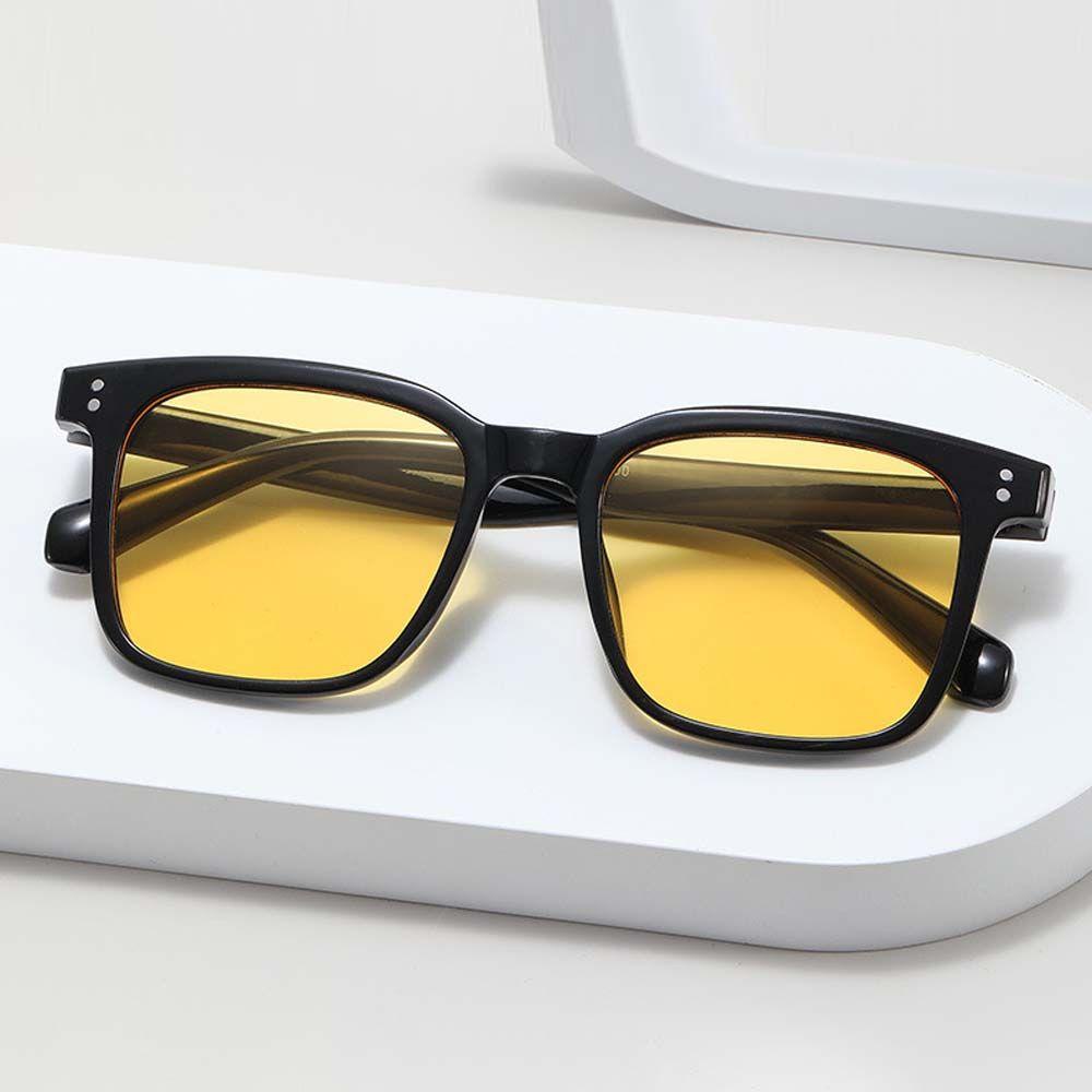 AUGUSTINA Kacamata Kotak Trendy Retro Coklat Outdoor Frame Kotak Hitam Pink Lensa Bening Pria Sunglasses